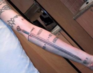 Татуировка меч Основные значения татуировки меч